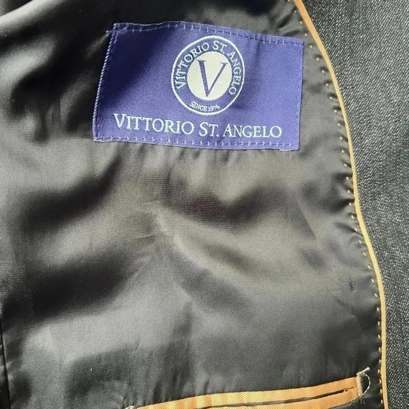 VITTORIO ST ANGELO MENS DENIM JEAN SPORTS BLAZER BLAXK GRAY POCKETS SIZE 44 LONG - Picture 8 of 14